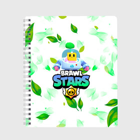 Тетрадь с принтом Sprout Brawl Stars в Санкт-Петербурге, 100% бумага | 48 листов, плотность листов — 60 г/м2, плотность картонной обложки — 250 г/м2. Листы скреплены сбоку удобной пружинной спиралью. Уголки страниц и обложки скругленные. Цвет линий — светло-серый
 | Тематика изображения на принте: brawl | brawl stars | sprout | бравл | бравл старс | росток | спраут | спраут brawl stars | спроут