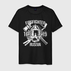 Мужская футболка хлопок с принтом FIREFIGHTER RUSSIA в Санкт-Петербурге, 100% хлопок | прямой крой, круглый вырез горловины, длина до линии бедер, слегка спущенное плечо. | 112 | 23 февраля | 27 декабря | firefighter | герб | гкчс | знак | лого | логотип | мчс | мчс россии | мчсник | пожарная охрана | пожарник | пожарный | пч | россии | рф | символ | ситуац | служба | спасатель
