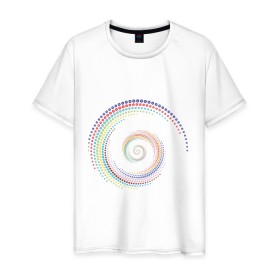 Мужская футболка хлопок с принтом Обман зрения в Санкт-Петербурге, 100% хлопок | прямой крой, круглый вырез горловины, длина до линии бедер, слегка спущенное плечо. | водоворот | вортекс | зрения | иллюзия | картинки | обман | оптическая | позитив | прикольные | радуга | циклон