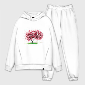 Мужской костюм хлопок OVERSIZE с принтом Сакура в Санкт-Петербурге,  |  | pink | sakura | tree | дерево | дерево сакуры | природа | розовое | сакура | цветущее дерево