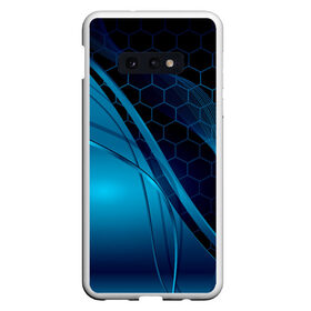 Чехол для Samsung S10E с принтом ABSTRACT BLUE в Санкт-Петербурге, Силикон | Область печати: задняя сторона чехла, без боковых панелей | Тематика изображения на принте: abstraction | geometry | hexagon | neon | paints | stripes | texture | triangle | абстракция | брызги | геометрия | краски | неон | неоновый | соты | текстура