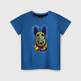 Детская футболка хлопок с принтом Берегись Шотландского терьера в Санкт-Петербурге, 100% хлопок | круглый вырез горловины, полуприлегающий силуэт, длина до линии бедер | абстракция | берегись | любовь | мило | радуга | разноцветная | собаки | шотландский терьер