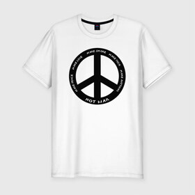 Мужская футболка хлопок Slim с принтом Pacific в Санкт-Петербурге, 92% хлопок, 8% лайкра | приталенный силуэт, круглый вырез ворота, длина до линии бедра, короткий рукав | hippie | love | pacific | peace | любовь | мир | пацифик | хиппи