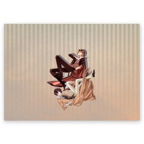 Поздравительная открытка с принтом Дазай и ЧУя в Санкт-Петербурге, 100% бумага | плотность бумаги 280 г/м2, матовая, на обратной стороне линовка и место для марки
 | Тематика изображения на принте: bungou stray dogs | аниме | великие из бродячих псов | дазай и чуя