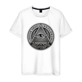 Мужская футболка хлопок с принтом Eye в Санкт-Петербурге, 100% хлопок | прямой крой, круглый вырез горловины, длина до линии бедер, слегка спущенное плечо. | eye | всевидящее око | массоны