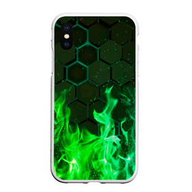 Чехол для iPhone XS Max матовый с принтом Fire в Санкт-Петербурге, Силикон | Область печати: задняя сторона чехла, без боковых панелей | Тематика изображения на принте: fire | psicodelic | абстрактный | абстракция | зелёный | зеленый огонь | калейдоскоп | огонь | пламя | пламя космос | психоделика | радужный | разводы красок | северное сияние | фракталы