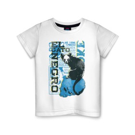 Детская футболка хлопок с принтом Черный кот и синий череп в Санкт-Петербурге, 100% хлопок | круглый вырез горловины, полуприлегающий силуэт, длина до линии бедер | английский | кот | много надписей | надписи | надпись | синий | текст | фраза | череп | черный | черный кот