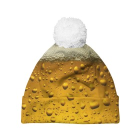 Шапка 3D c помпоном с принтом ПИВО в Санкт-Петербурге, 100% полиэстер | универсальный размер, печать по всей поверхности изделия | beer | textures | бир | напитки | пенное | текстуры | фон