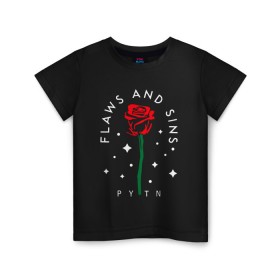 Детская футболка хлопок с принтом PYTN X ROSE (НА СПИНЕ). в Санкт-Петербурге, 100% хлопок | круглый вырез горловины, полуприлегающий силуэт, длина до линии бедер | payton | payton moormeie | pytn | rose | блогер | знаменитость | пейтон | пейтон моормиер | тиктоенр