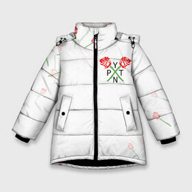 Зимняя куртка для девочек 3D с принтом PAYTON MOORMEIER - ТИКТОК в Санкт-Петербурге, ткань верха — 100% полиэстер; подклад — 100% полиэстер, утеплитель — 100% полиэстер. | длина ниже бедра, удлиненная спинка, воротник стойка и отстегивающийся капюшон. Есть боковые карманы с листочкой на кнопках, утяжки по низу изделия и внутренний карман на молнии. 

Предусмотрены светоотражающий принт на спинке, радужный светоотражающий элемент на пуллере молнии и на резинке для утяжки. | flower | payton moormeier | roses | tiktok | автограф payton | блогер | пейтон | пейтон моормиер | розы | тикток | тиктокер | цветы | ютубер