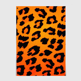 Постер с принтом JAGUAR GOLD в Санкт-Петербурге, 100% бумага
 | бумага, плотность 150 мг. Матовая, но за счет высокого коэффициента гладкости имеет небольшой блеск и дает на свету блики, но в отличии от глянцевой бумаги не покрыта лаком | cat | jaguar | leopard | yaguar | дикая кошка | животные | кошка | леопард | пятна животного | текстура | шерсть | ягуар