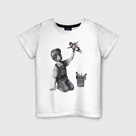 Детская футболка хлопок с принтом BANKSY в Санкт-Петербурге, 100% хлопок | круглый вырез горловины, полуприлегающий силуэт, длина до линии бедер | banksy | medicine | бэнкси | вирус | врачи | доктора | коронавирус | медицина | пандемия | супер герои