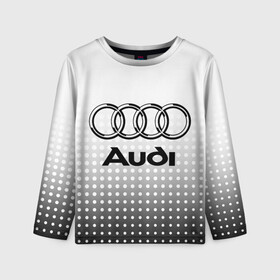 Детский лонгслив 3D с принтом Audi в Санкт-Петербурге, 100% полиэстер | длинные рукава, круглый вырез горловины, полуприлегающий силуэт
 | audi | audi лого | audi марка | audi эмблема | ауди | ауди значок | ауди лого | ауди чб значок | ауди эмблема | значок audi | лого автомобиля | логотип audi | логотип ауди | черно белый