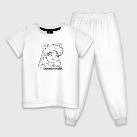 Детская пижама хлопок с принтом Еда Делает Меня Счастливой! SM в Санкт-Петербурге, 100% хлопок |  брюки и футболка прямого кроя, без карманов, на брюках мягкая резинка на поясе и по низу штанин
 | Тематика изображения на принте: 90s | anime girl | cute | kawaii | luna | sailor moon | usagi tsukino | аниме | аниме девушка | каваии | кавай | луна | манга | марс | меркурий | сейлор | сейлор мун | усаги цукино