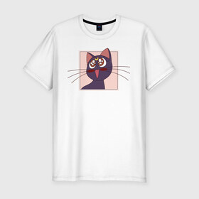 Мужская футболка премиум с принтом Luna, Sailor Moon в Санкт-Петербурге, 92% хлопок, 8% лайкра | приталенный силуэт, круглый вырез ворота, длина до линии бедра, короткий рукав | Тематика изображения на принте: 90s | cat | cute | kawaii | kitty | luna | sailor moon | usagi tsukino | аниме | каваии | кавай | кот | котики | луна | манга | марс | меркурий | милота | сейлор | сейлор мун | усаги цукино