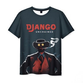 Мужская футболка 3D с принтом Django в Санкт-Петербурге, 100% полиэфир | прямой крой, круглый вырез горловины, длина до линии бедер | Тематика изображения на принте: django | tarantino | джанго | джанго освобожденный | тарантино