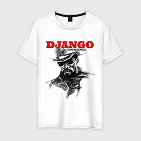 Мужская футболка хлопок с принтом Django в Санкт-Петербурге, 100% хлопок | прямой крой, круглый вырез горловины, длина до линии бедер, слегка спущенное плечо. | django | tarantino | джанго | джанго освобожденный | тарантино
