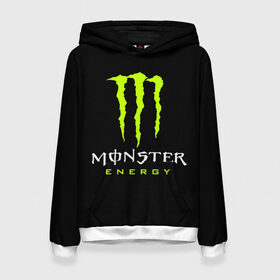 Женская толстовка 3D с принтом MONSTER ENERGY в Санкт-Петербурге, 100% полиэстер  | двухслойный капюшон со шнурком для регулировки, мягкие манжеты на рукавах и по низу толстовки, спереди карман-кенгуру с мягким внутренним слоем. | black monster | bmx | claw | cybersport | energy | monster | monster energy | moto | motocross | race | sport | киберспорт | когти | монстер энерджи | монстр | мото | мотокросс | ралли | скейтбординг | спорт | т | энергия