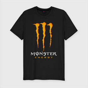 Мужская футболка хлопок Slim с принтом MONSTER ENERGY в Санкт-Петербурге, 92% хлопок, 8% лайкра | приталенный силуэт, круглый вырез ворота, длина до линии бедра, короткий рукав | black monster | bmx | claw | cybersport | energy | monster | monster energy | moto | motocross | race | sport | киберспорт | когти | монстер энерджи | монстр | мото | мотокросс | ралли | скейтбординг | спорт | т | энергия