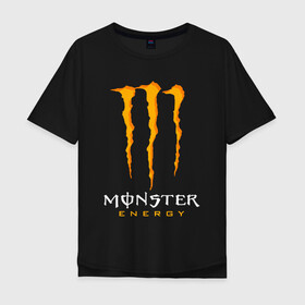 Мужская футболка хлопок Oversize с принтом MONSTER ENERGY в Санкт-Петербурге, 100% хлопок | свободный крой, круглый ворот, “спинка” длиннее передней части | black monster | bmx | claw | cybersport | energy | monster | monster energy | moto | motocross | race | sport | киберспорт | когти | монстер энерджи | монстр | мото | мотокросс | ралли | скейтбординг | спорт | т | энергия