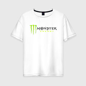 Женская футболка хлопок Oversize с принтом MONSTER ENERGY в Санкт-Петербурге, 100% хлопок | свободный крой, круглый ворот, спущенный рукав, длина до линии бедер
 | black monster | bmx | claw | cybersport | energy | monster | monster energy | moto | motocross | race | sport | киберспорт | когти | монстер энерджи | монстр | мото | мотокросс | ралли | скейтбординг | спорт | т | энергия