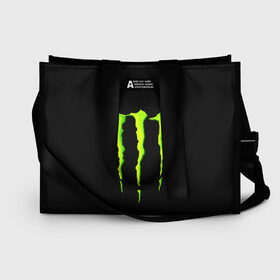 Сумка-шоппер 3D с принтом MONSTER ENERGY в Санкт-Петербурге, 100% полиэстер | застегивается на металлическую кнопку; внутренний карман застегивается на молнию. Стенки укреплены специальным мягким материалом, чтобы защитить содержимое от несильных ударов
 | black monster | bmx | claw | cybersport | energy | monster | monster energy | moto | motocross | race | sport | киберспорт | когти | монстер энерджи | монстр | мото | мотокросс | ралли | скейтбординг | спорт | т | энергия