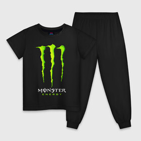 Детская пижама хлопок с принтом MONSTER ENERGY в Санкт-Петербурге, 100% хлопок |  брюки и футболка прямого кроя, без карманов, на брюках мягкая резинка на поясе и по низу штанин
 | black monster | bmx | claw | cybersport | energy | monster | monster energy | moto | motocross | race | sport | киберспорт | когти | монстер энерджи | монстр | мото | мотокросс | ралли | скейтбординг | спорт | т | энергия