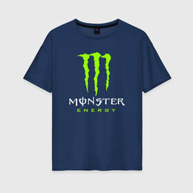 Женская футболка хлопок Oversize с принтом MONSTER ENERGY в Санкт-Петербурге, 100% хлопок | свободный крой, круглый ворот, спущенный рукав, длина до линии бедер
 | black monster | bmx | claw | cybersport | energy | monster | monster energy | moto | motocross | race | sport | киберспорт | когти | монстер энерджи | монстр | мото | мотокросс | ралли | скейтбординг | спорт | т | энергия