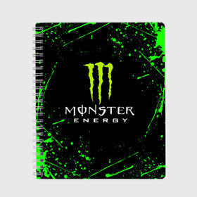 Тетрадь с принтом MONSTER ENERGY в Санкт-Петербурге, 100% бумага | 48 листов, плотность листов — 60 г/м2, плотность картонной обложки — 250 г/м2. Листы скреплены сбоку удобной пружинной спиралью. Уголки страниц и обложки скругленные. Цвет линий — светло-серый
 | black monster | bmx | claw | cybersport | energy | monster | monster energy | moto | motocross | race | sport | киберспорт | когти | монстер энерджи | монстр | мото | мотокросс | ралли | скейтбординг | спорт | т | энергия