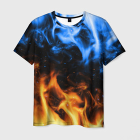 Мужская футболка 3D с принтом БИТВА ОГНЕЙ в Санкт-Петербурге, 100% полиэфир | прямой крой, круглый вырез горловины, длина до линии бедер | fire | flame | битва | вода | жар | желтый | искра | искры | костер | красный | лед | огней | огнем | огненные | огненный | огни | огнями | огонек | огонечек | огонечки | огонь | огоньки | оранжевый | пламя | пожар