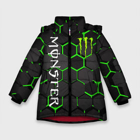 Зимняя куртка для девочек 3D с принтом MONSTER ENERGY в Санкт-Петербурге, ткань верха — 100% полиэстер; подклад — 100% полиэстер, утеплитель — 100% полиэстер. | длина ниже бедра, удлиненная спинка, воротник стойка и отстегивающийся капюшон. Есть боковые карманы с листочкой на кнопках, утяжки по низу изделия и внутренний карман на молнии. 

Предусмотрены светоотражающий принт на спинке, радужный светоотражающий элемент на пуллере молнии и на резинке для утяжки. | black monster | bmx | claw | cybersport | energy | monster | monster energy | moto | motocross | race | sport | киберспорт | когти | монстер энерджи | монстр | мото | мотокросс | ралли | скейтбординг | спорт | т | энергия