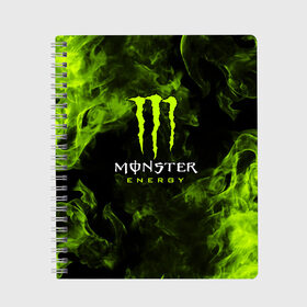 Тетрадь с принтом MONSTER ENERGY в Санкт-Петербурге, 100% бумага | 48 листов, плотность листов — 60 г/м2, плотность картонной обложки — 250 г/м2. Листы скреплены сбоку удобной пружинной спиралью. Уголки страниц и обложки скругленные. Цвет линий — светло-серый
 | black monster | bmx | claw | cybersport | energy | monster | monster energy | moto | motocross | race | sport | киберспорт | когти | монстер энерджи | монстр | мото | мотокросс | ралли | скейтбординг | спорт | т | энергия