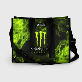 Сумка-шоппер 3D с принтом MONSTER ENERGY в Санкт-Петербурге, 100% полиэстер | застегивается на металлическую кнопку; внутренний карман застегивается на молнию. Стенки укреплены специальным мягким материалом, чтобы защитить содержимое от несильных ударов
 | black monster | bmx | claw | cybersport | energy | monster | monster energy | moto | motocross | race | sport | киберспорт | когти | монстер энерджи | монстр | мото | мотокросс | ралли | скейтбординг | спорт | т | энергия