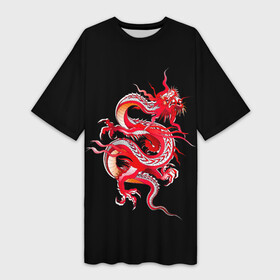 Платье-футболка 3D с принтом Дракон в Санкт-Петербурге,  |  | арт | дракон | дракоша | животные | картинка | китайский дракон | красный дракон | рисунок | японский дракон | ящер