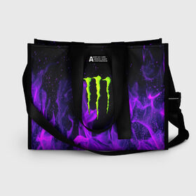 Сумка-шоппер 3D с принтом MONSTER ENERGY в Санкт-Петербурге, 100% полиэстер | застегивается на металлическую кнопку; внутренний карман застегивается на молнию. Стенки укреплены специальным мягким материалом, чтобы защитить содержимое от несильных ударов
 | black monster | bmx | claw | cybersport | energy | monster | monster energy | moto | motocross | race | sport | киберспорт | когти | монстер энерджи | монстр | мото | мотокросс | ралли | скейтбординг | спорт | т | энергия