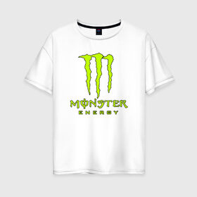 Женская футболка хлопок Oversize с принтом MONSTER ENERGY в Санкт-Петербурге, 100% хлопок | свободный крой, круглый ворот, спущенный рукав, длина до линии бедер
 | black monster | bmx | claw | cybersport | energy | monster | monster energy | moto | motocross | race | sport | киберспорт | когти | монстер энерджи | монстр | мото | мотокросс | ралли | скейтбординг | спорт | т | энергия