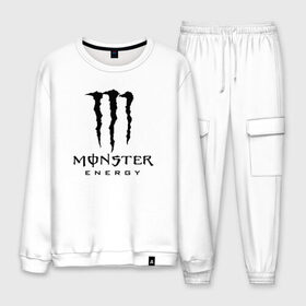 Мужской костюм хлопок с принтом MONSTER ENERGY в Санкт-Петербурге, 100% хлопок | на свитшоте круглая горловина, мягкая резинка по низу. Брюки заужены к низу, на них два вида карманов: два “обычных” по бокам и два объемных, с клапанами, расположенные ниже линии бедра. Брюки с мягкой трикотажной резинкой на поясе и по низу штанин. В поясе для дополнительного комфорта — широкие завязки | black monster | bmx | claw | cybersport | energy | monster | monster energy | moto | motocross | race | sport | киберспорт | когти | монстер энерджи | монстр | мото | мотокросс | ралли | скейтбординг | спорт | т | энергия