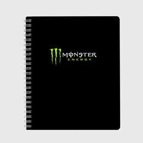 Тетрадь с принтом MONSTER ENERGY в Санкт-Петербурге, 100% бумага | 48 листов, плотность листов — 60 г/м2, плотность картонной обложки — 250 г/м2. Листы скреплены сбоку удобной пружинной спиралью. Уголки страниц и обложки скругленные. Цвет линий — светло-серый
 | black monster | bmx | claw | cybersport | energy | monster | monster energy | moto | motocross | race | sport | киберспорт | когти | монстер энерджи | монстр | мото | мотокросс | ралли | скейтбординг | спорт | т | энергия