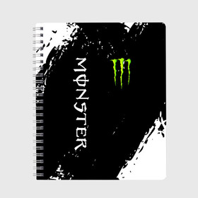 Тетрадь с принтом MONSTER ENERGY в Санкт-Петербурге, 100% бумага | 48 листов, плотность листов — 60 г/м2, плотность картонной обложки — 250 г/м2. Листы скреплены сбоку удобной пружинной спиралью. Уголки страниц и обложки скругленные. Цвет линий — светло-серый
 | black monster | bmx | claw | cybersport | energy | monster | monster energy | moto | motocross | race | sport | киберспорт | когти | монстер энерджи | монстр | мото | мотокросс | ралли | скейтбординг | спорт | т | энергия