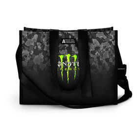 Сумка-шоппер 3D с принтом MONSTER ENERGY в Санкт-Петербурге, 100% полиэстер | застегивается на металлическую кнопку; внутренний карман застегивается на молнию. Стенки укреплены специальным мягким материалом, чтобы защитить содержимое от несильных ударов
 | black monster | bmx | claw | cybersport | energy | monster | monster energy | moto | motocross | race | sport | киберспорт | когти | монстер энерджи | монстр | мото | мотокросс | ралли | скейтбординг | спорт | т | энергия