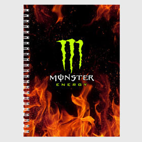 Тетрадь с принтом MONSTER ENERGY в Санкт-Петербурге, 100% бумага | 48 листов, плотность листов — 60 г/м2, плотность картонной обложки — 250 г/м2. Листы скреплены сбоку удобной пружинной спиралью. Уголки страниц и обложки скругленные. Цвет линий — светло-серый
 | Тематика изображения на принте: black monster | bmx | claw | cybersport | energy | monster | monster energy | moto | motocross | race | sport | киберспорт | когти | монстер энерджи | монстр | мото | мотокросс | ралли | скейтбординг | спорт | т | энергия