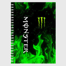 Тетрадь с принтом MONSTER ENERGY в Санкт-Петербурге, 100% бумага | 48 листов, плотность листов — 60 г/м2, плотность картонной обложки — 250 г/м2. Листы скреплены сбоку удобной пружинной спиралью. Уголки страниц и обложки скругленные. Цвет линий — светло-серый
 | black monster | bmx | claw | cybersport | energy | monster | monster energy | moto | motocross | race | sport | киберспорт | когти | монстер энерджи | монстр | мото | мотокросс | ралли | скейтбординг | спорт | т | энергия