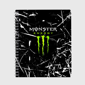 Тетрадь с принтом MONSTER ENERGY в Санкт-Петербурге, 100% бумага | 48 листов, плотность листов — 60 г/м2, плотность картонной обложки — 250 г/м2. Листы скреплены сбоку удобной пружинной спиралью. Уголки страниц и обложки скругленные. Цвет линий — светло-серый
 | black monster | bmx | claw | cybersport | energy | monster | monster energy | moto | motocross | race | sport | киберспорт | когти | монстер энерджи | монстр | мото | мотокросс | ралли | скейтбординг | спорт | т | энергия