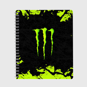 Тетрадь с принтом MONSTER ENERGY в Санкт-Петербурге, 100% бумага | 48 листов, плотность листов — 60 г/м2, плотность картонной обложки — 250 г/м2. Листы скреплены сбоку удобной пружинной спиралью. Уголки страниц и обложки скругленные. Цвет линий — светло-серый
 | black monster | bmx | claw | cybersport | energy | monster | monster energy | moto | motocross | race | sport | киберспорт | когти | монстер энерджи | монстр | мото | мотокросс | ралли | скейтбординг | спорт | т | энергия