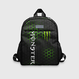 Детский рюкзак 3D с принтом MONSTER ENERGY  в Санкт-Петербурге, 100% полиэстер | лямки с регулируемой длиной, сверху петелька, чтобы рюкзак можно было повесить на вешалку. Основное отделение закрывается на молнию, как и внешний карман. Внутри дополнительный карман. По бокам два дополнительных кармашка | black monster | bmx | claw | cybersport | energy | monster | monster energy | moto | motocross | race | sport | киберспорт | когти | монстер энерджи | монстр | мото | мотокросс | ралли | скейтбординг | спорт | т | энергия