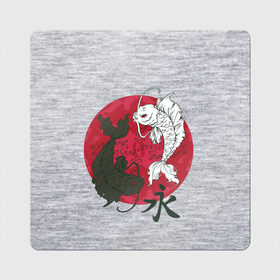 Магнит виниловый Квадрат с принтом Japan style в Санкт-Петербурге, полимерный материал с магнитным слоем | размер 9*9 см, закругленные углы | Тематика изображения на принте: арт | гармония | животные | инь янь | карп | картинка | красная луна | подарок | рисунок | самурай | цыгун | японский