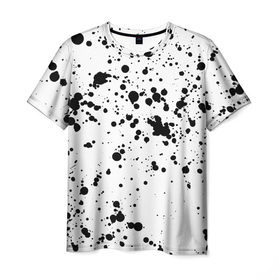 Мужская футболка 3D с принтом Далматинец в Санкт-Петербурге, 100% полиэфир | прямой крой, круглый вырез горловины, длина до линии бедер | брызги краски | далматинец | краска | пятно | с брызгами | черные пятна