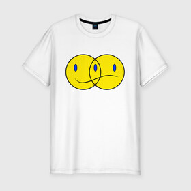 Мужская футболка хлопок Slim с принтом Смайл (Z) в Санкт-Петербурге, 92% хлопок, 8% лайкра | приталенный силуэт, круглый вырез ворота, длина до линии бедра, короткий рукав | emoji | smail | smile | мордочка | рожица | смаил | смайл | улыбка | эмоджи