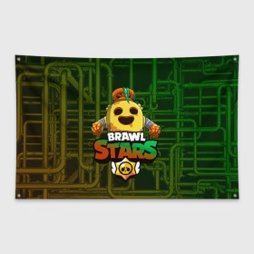 Флаг-баннер с принтом Brawl Stars Robot Spike в Санкт-Петербурге, 100% полиэстер | размер 67 х 109 см, плотность ткани — 95 г/м2; по краям флага есть четыре люверса для крепления | brawl | brawl stars | brawl stars spike robot | spike | spike robot | бравл | бравл кактус | бравл спайк | бравл старс | кактус | робоспайк | спайк | спайк бравл старс