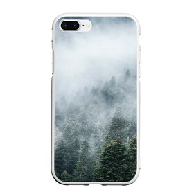 Чехол для iPhone 7Plus/8 Plus матовый с принтом Туманный лес в Санкт-Петербурге, Силикон | Область печати: задняя сторона чехла, без боковых панелей | белый | зеленый | лес | облака | облако | природа | темный | туман
